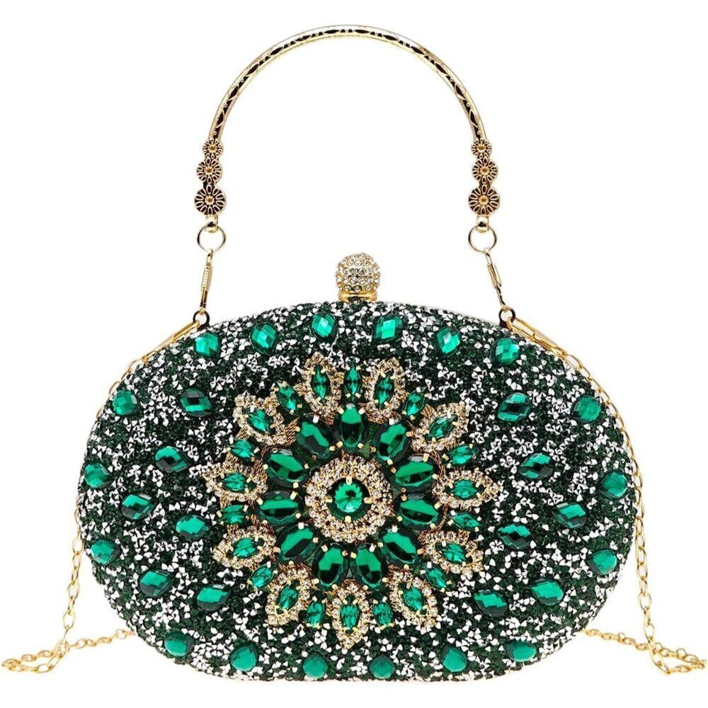Women's Sparkly Rhinestone Clutch Purse Crossbody Bag Evening Wedding